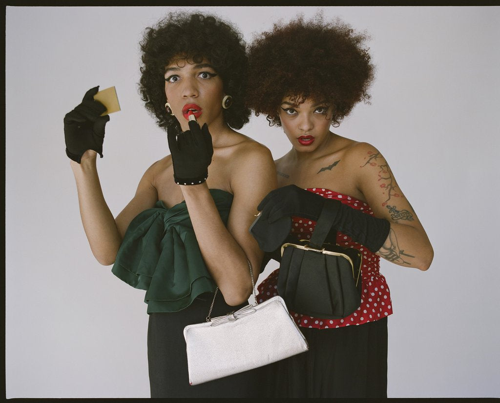 two models looking glam for the holiday season.
