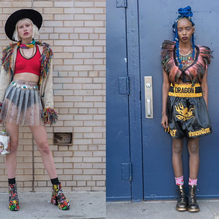 diptych of two stunning new yorkers with stunning street style. 