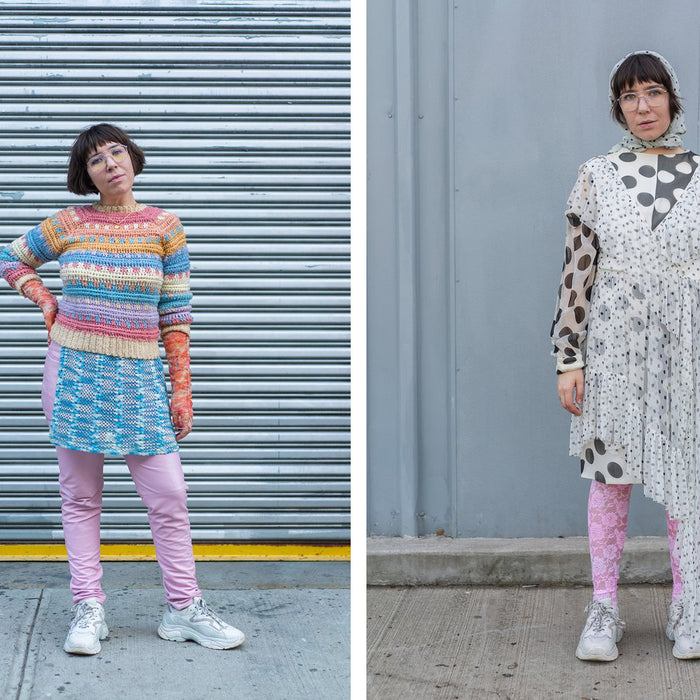 diptych of two styled looks. 