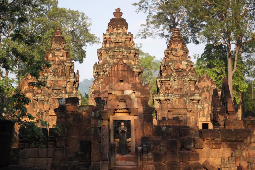 person standing at angkor wat in cambodia.