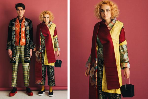 diptych of models in layers.