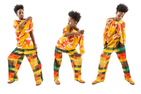 triptych of model posing