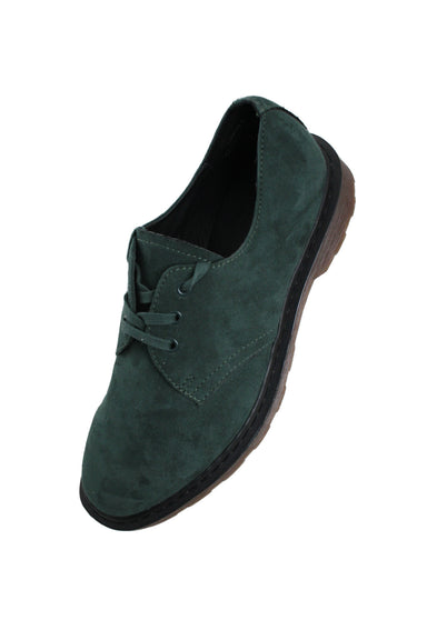 upper angle of faux suede shoes.