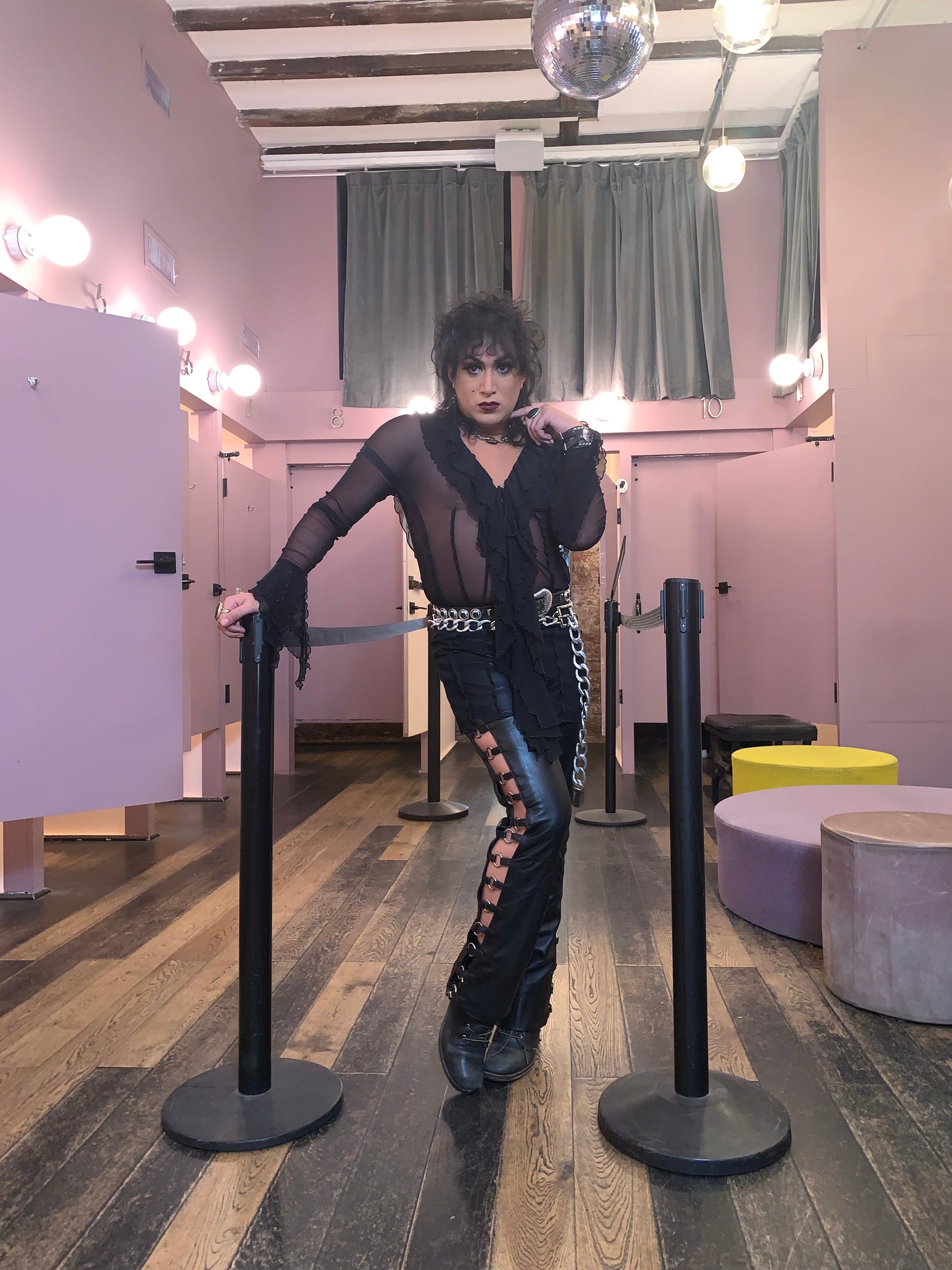 angelika posing the house down in greenpoint beacon's dressing room