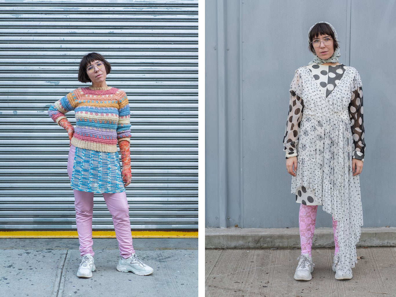 diptych of two styled looks. 