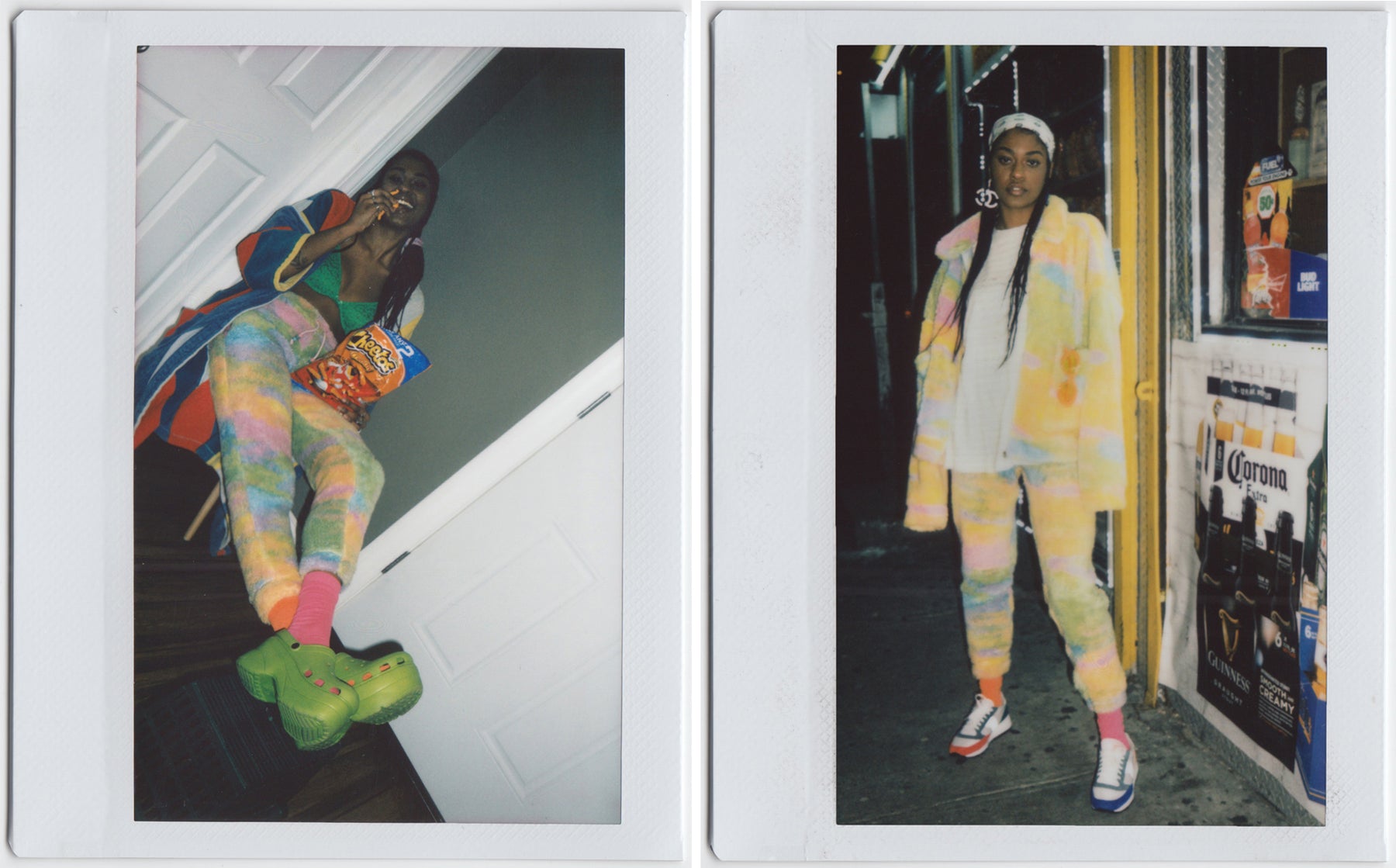 diptych of two polaroids featuring zuri's style. 