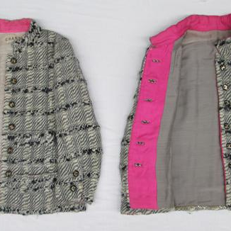 original chanel jacket on left, copy on right.