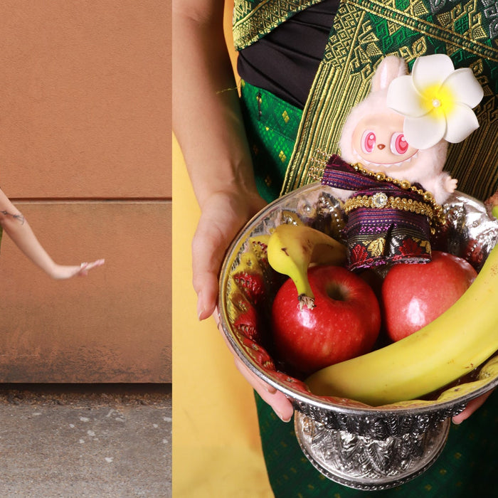 split image collage, in celebration of TLC (Thai, Lao, Cambodian) New Year, Many wears a traditional Lao sinh