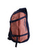 front view of patagonia navy/salmon ‘atom 8l sling’ bag. features side zip main compartment with padded slot pocket within, small side zip pocket with key ring within, double adjustable clasp straps at front, adjustable padded shoulder strap with zip pocket, and ‘patagonia’ logos printed at front, and logo tag at shoulder strap.