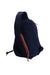 rear view with zip pocket on adjustable shoulder strap of bag.