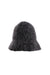 description: unlabeled grey felt bucket hat. features rounded crown. 