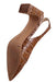 below angle of pump shoes with contrast stitching. 