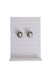 silver toned metallic earrings set against an earrings stand