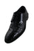 top angle of reptile patent leather dress shoes. 