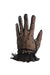 vintage black sheer gloves with polka dot details, ruffled flare wrist detail,  and 3 accent gems. 
