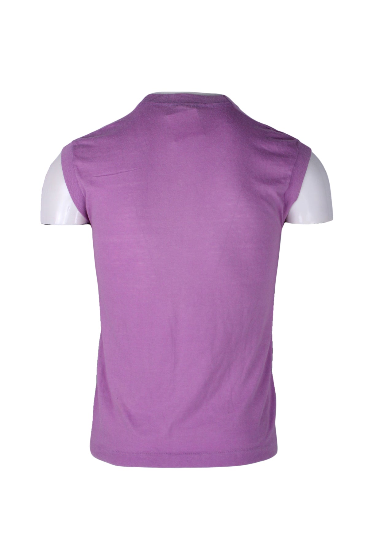back angle of short cap sleeve t-shirt. 