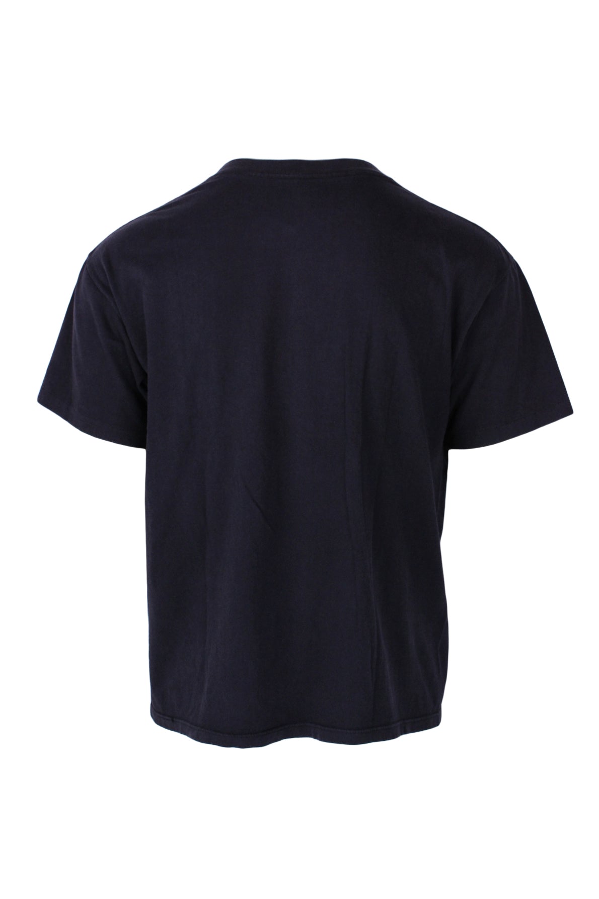 rear of black short sleeve t-shirt