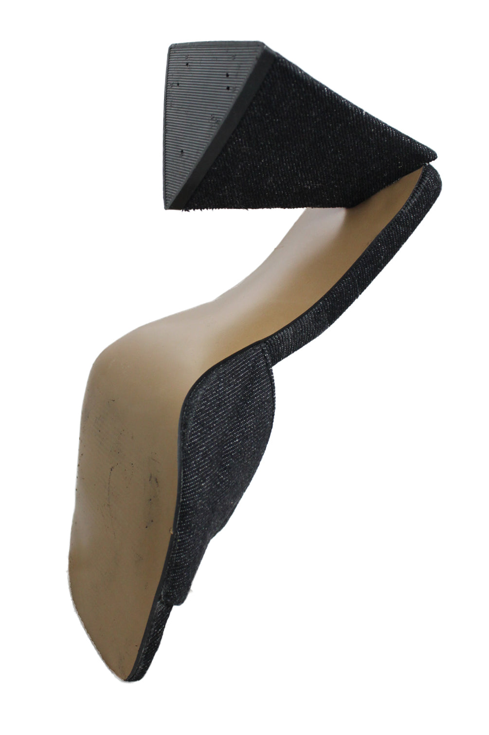 sole of denim heels. 