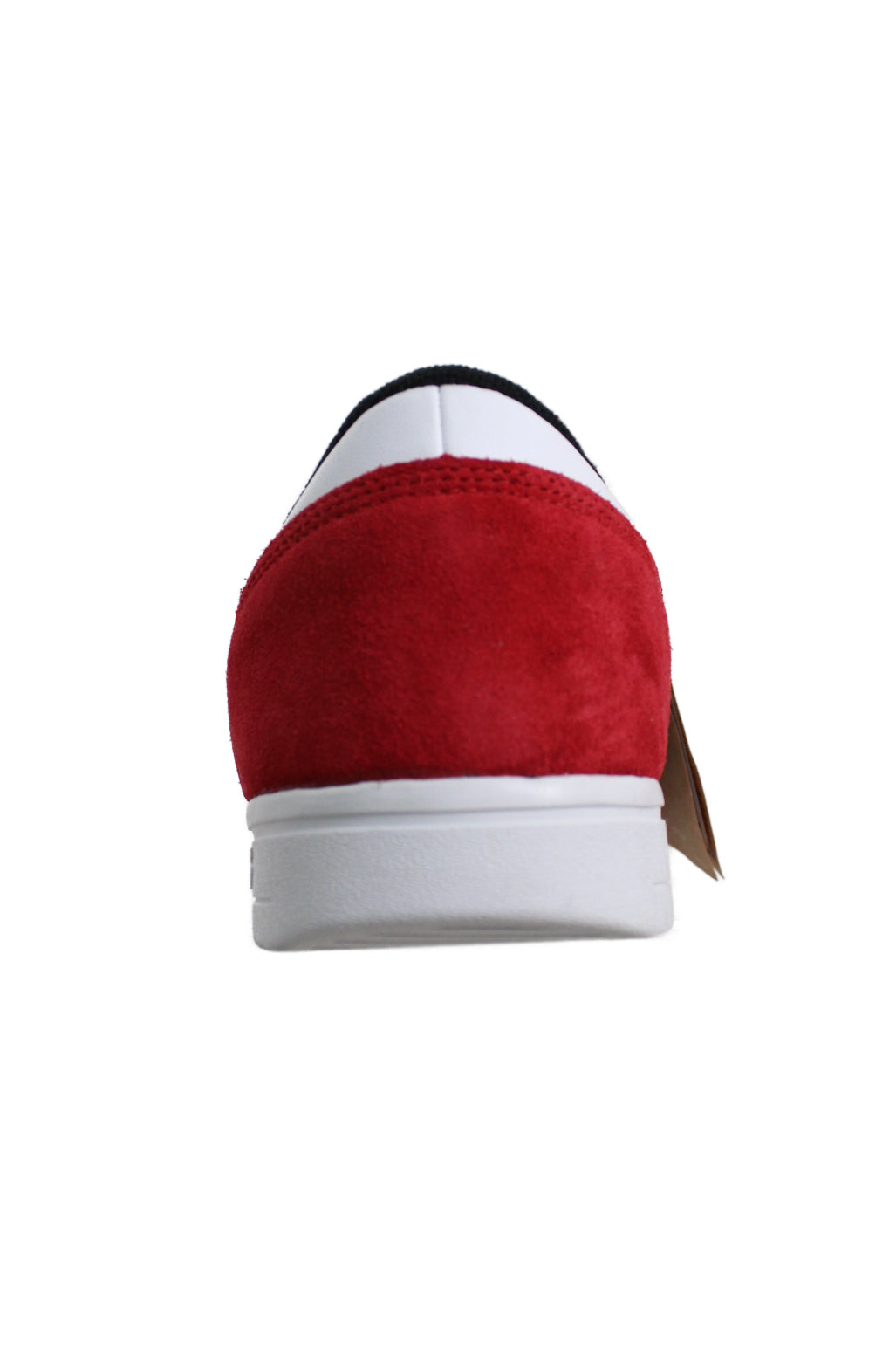 back heel angle of suede sneakers. 