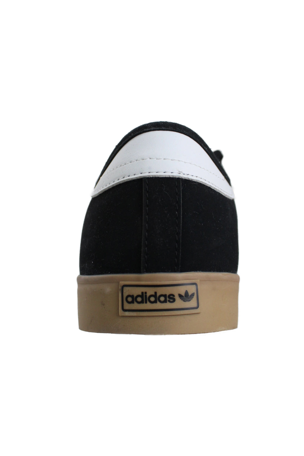 back angle of adidas shoes. features text 'adidas' on rubber sole. 