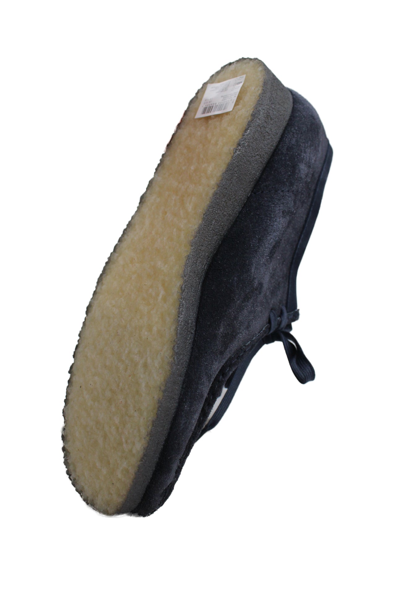 underside view with crepe sole of shoe.