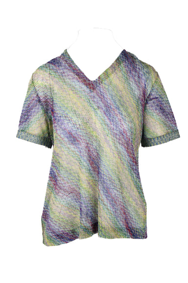 front of metallic rainbow knit short sleeve t-shirt by missoni