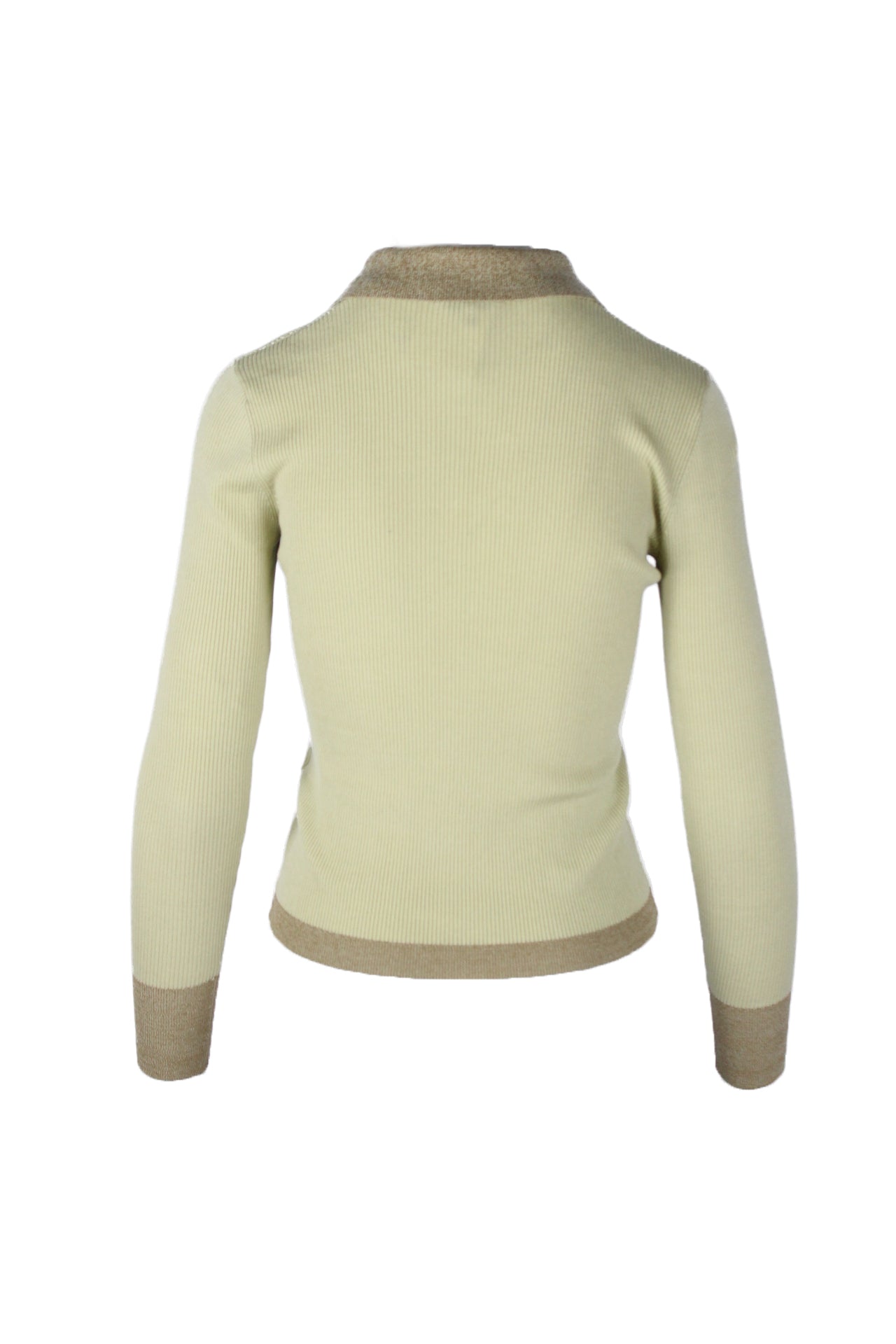 back angle of long sleeve ribbed cardigan. 