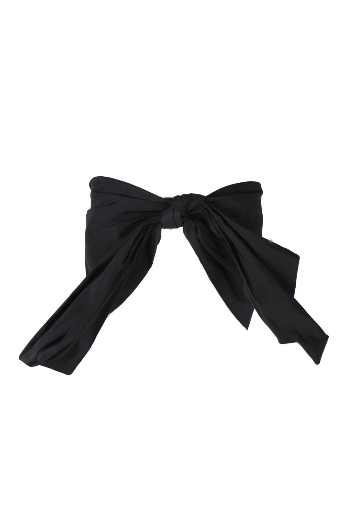 description: lurelly bow silk taffeta black top. features zipper closure at center back, fully lined, strapless, and bow detailing at front. 