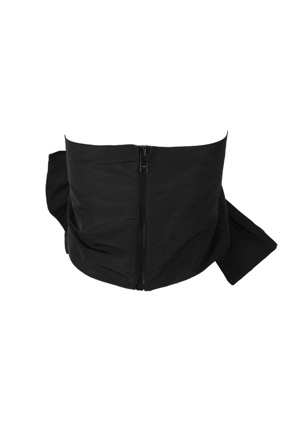 back of strapless top.  showing zipper closure at back.   