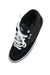 upper angle of skate shoes. features branded tag beside laces with text 'vans' and branded tongue with text 'vans rowan'. 