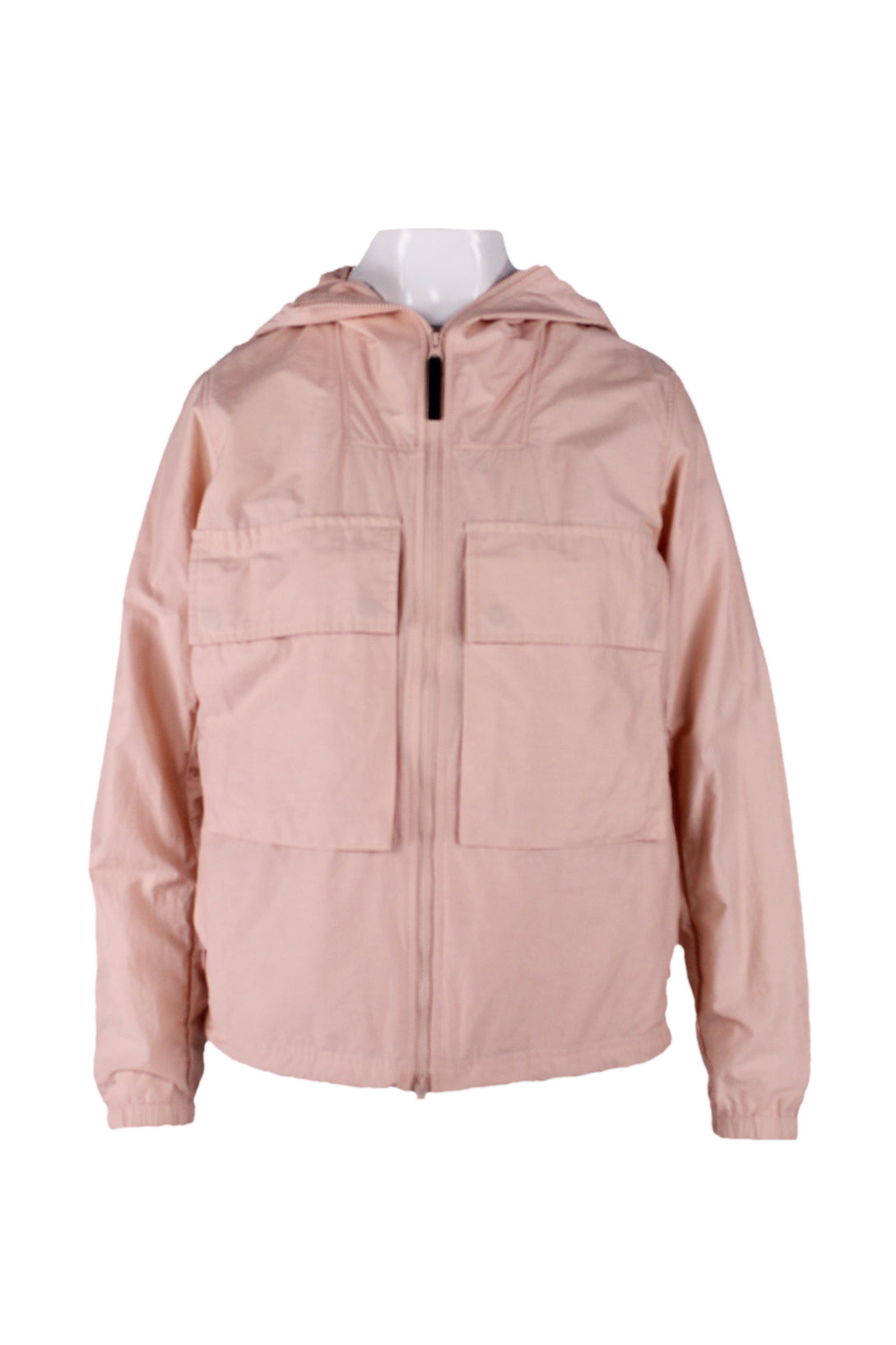 saturdays nyc clay pink long sleeve windbreaker jacket with a front double-sided zipper closure and two chest pockets. 