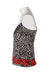 profile of black, white and red floral motif camisole. 