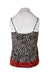 rear of black, white and red floral motif camisole with adjustable, spaghetti style shoulder straps. 