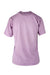 rear of lilac t-shirt with single stitched finishings 