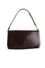 front of kate spade brown shoulder bag. features crocodile texture, rectangular shape, gold toned hardware, zip pocket at interior, flap top with snap button closure. 