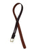 inner angle of leather belt. features lighter brown leather inner. 