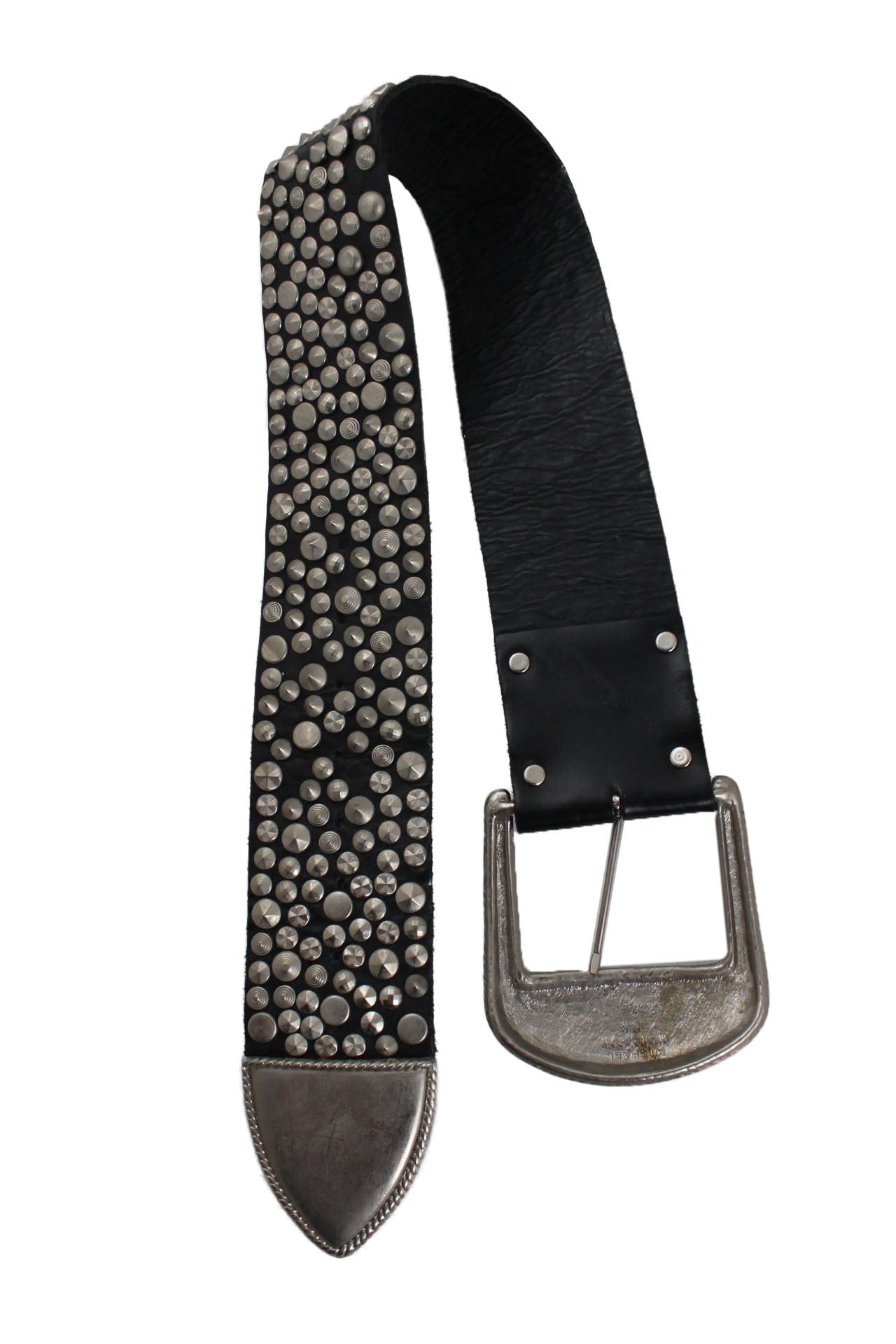 detailed photo of studded belt.
