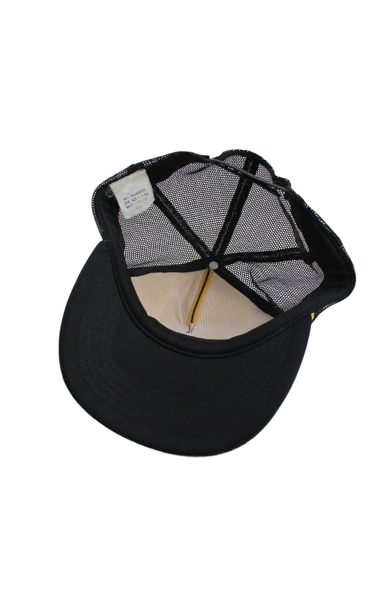 inner angle of trucker hat. 