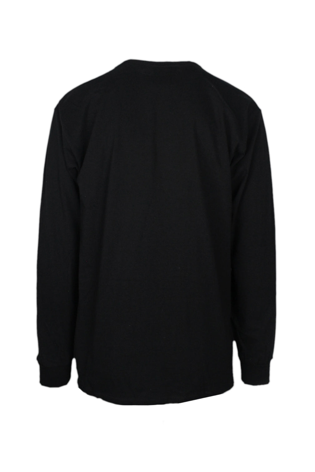rear view with ribbed collar/cuffs of shirt.