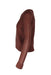 side view of alexander wang brown long sleeve sweater. features crew neckline, ribbed trim, and pull on style; relaxed fit.  detail row of holes near ribbed hem near hip. 