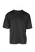 front view of 6397 black pima cotton t-shirt. features ribbed collar/cuffs.