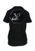 back of t-shirt with velvet logo print satellite.