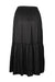 kobi halperin black a-line skirt. features elastic waist, stitched ruched detail with pleats at knee. 