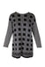 front of fendi black and white long sleeve blouse. features checkered brand monogram design throughout, rounded neckline, slit at sides, and pull on style. 