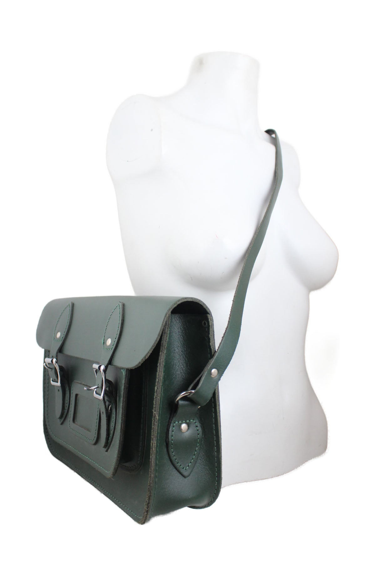 profile of bag displayed on mannequin torso