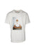 front view of supreme white cotton t-shirt. features rick rubin ‘supreme’ photo printed at chest with ribbed collar.