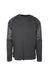 front view of 3.1 phillip lim black pullover cotton sweatshirt. features ‘3.1 phillip lim’ logo tag at front left hem, nylon panels at raglan sleeves, and ribbed collar/cuffs/hem.