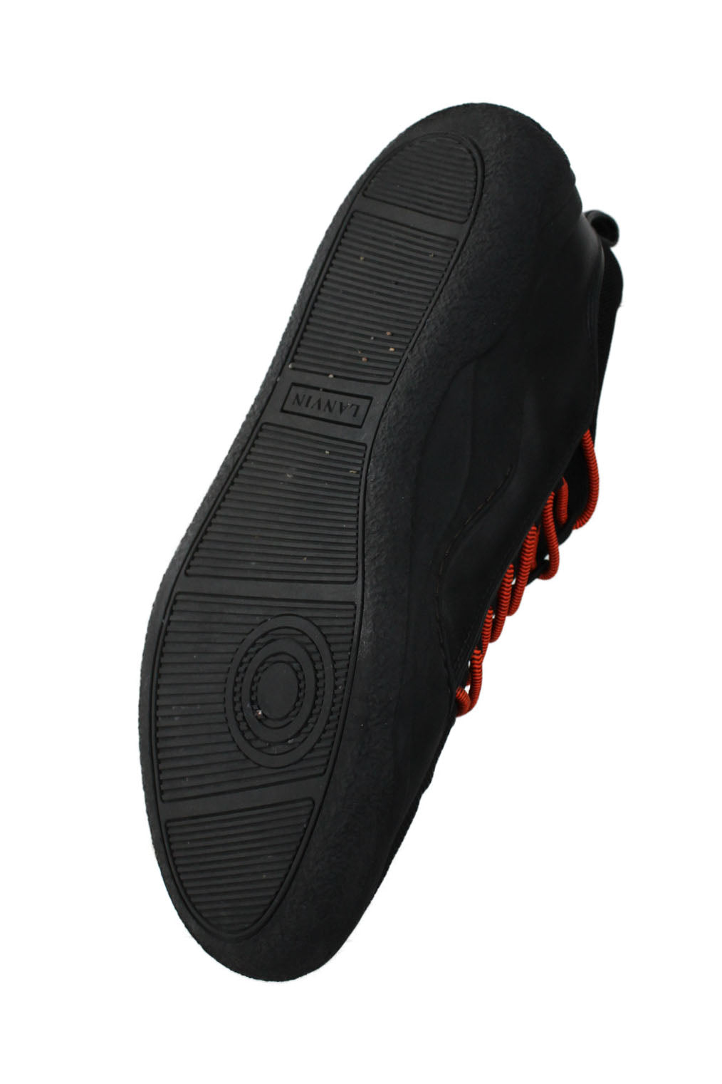 underside view with 'lanvin' logo at soles tread.