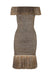 christopher kane metallic copper fringe dress. features an off the shoulder and bodycon design. tag attached.
