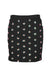 front of opening ceremony black cotton blend mini skirt. features quilted design, embroidered beads flowers throughout, elasticized waist, and pull on style. 